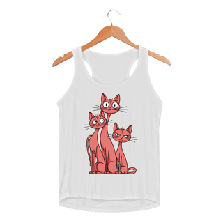 Nome do produto Regata Feminina Sport Dry UV estampa 3 gatos esbeltos laranja