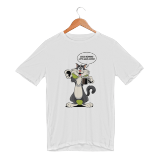Nome do produto Camiseta Sport Dry UV Estampa Bom-dia Gato Preto Café 