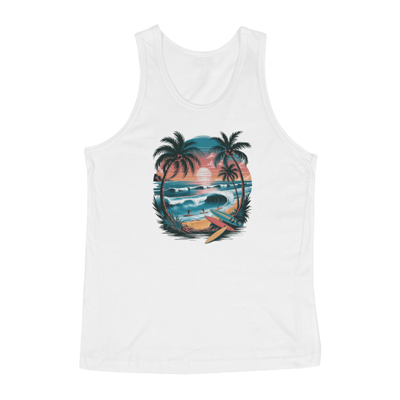 Regata Masculina Quality Estampa Surf  Praia Sol Palmeiras