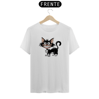 Nome do produto T-Shirt Quality Estampa de um gato Preto Sorridente