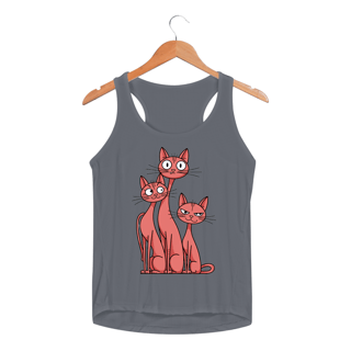 Nome do produto Regata Feminina Sport Dry UV estampa 3 gatos esbeltos laranja