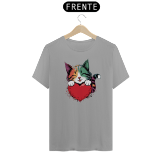 Nome do produto T-Shirt Quality Estampa de um Gato Coracao Namorados
