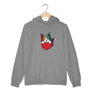 Nome do produto Moletom Canguru com Bolso e Capuz Estampa  Coracao Namorados