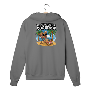 Nome do produto Moletom com Ziper, Boloso e Capuz Estampa Cao na Praia Relax