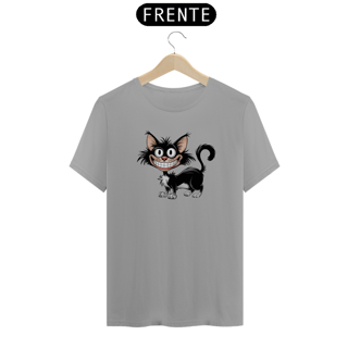 Nome do produto T-Shirt Quality Estampa de um gato Preto Sorridente