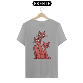 Nome do produto T-shirt Classic com Estampa de 3 Gatos Estilizado Expressoes