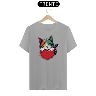 Nome do produto T-Shirt Classic Estampa de um Gato com Coracao