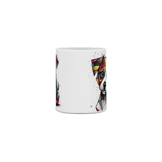 Nome do produto Caneca Cerâmica Branca Estampa Cão  Cubismo