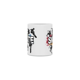 Nome do produto Caneca Cerâmica Branca Estampa Skate Manobras