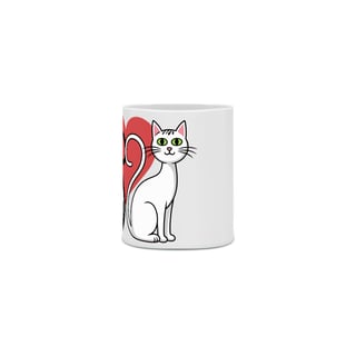 Nome do produto Caneca Cerâmica Branca Estampa Gato Branco Preto