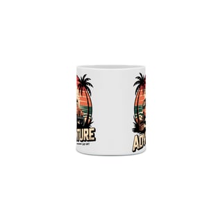 Nome do produto Caneca Cerâmica Branca Estampa Aventura Jipe Praia Sol