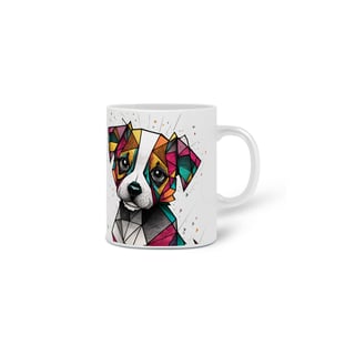 Nome do produto Caneca Cerâmica Branca Estampa Cão  Cubismo