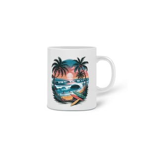 Nome do produto Caneca Cerâmica Branca Estampa Surf