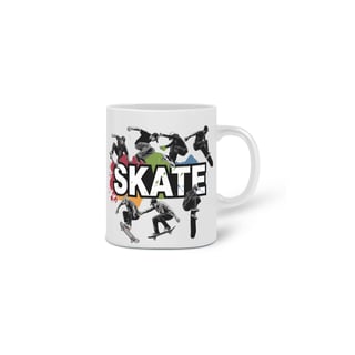Nome do produto Caneca Cerâmica Branca Estampa Skate Manobras