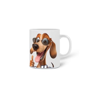 Nome do produto Caneca Cerâmica Branca Estampa Cão Óculos 