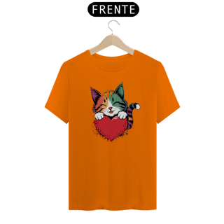 Nome do produto T-Shirt Quality Estampa de um Gato Coracao Namorados