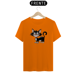 Nome do produto T-Shirt Quality Estampa de um gato Preto Sorridente