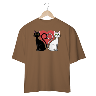 Nome do produto Camiseta Oversized com Estampa  Gatos Coração 