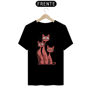 Nome do produto T-shirt Classic com Estampa de 3 Gatos Estilizado Expressoes
