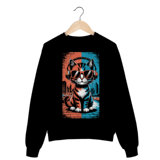 Nome do produto Moletom Fechado Estampa Gato POP