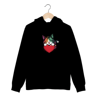 Nome do produto Moletom Canguru com Bolso e Capuz Estampa  Coracao Namorados