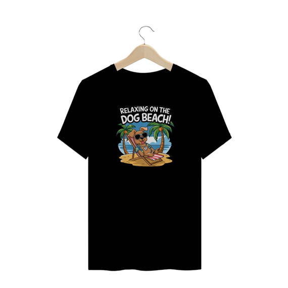 T-Shirt Quality Plus Size Estampa Cao na Praia Relax