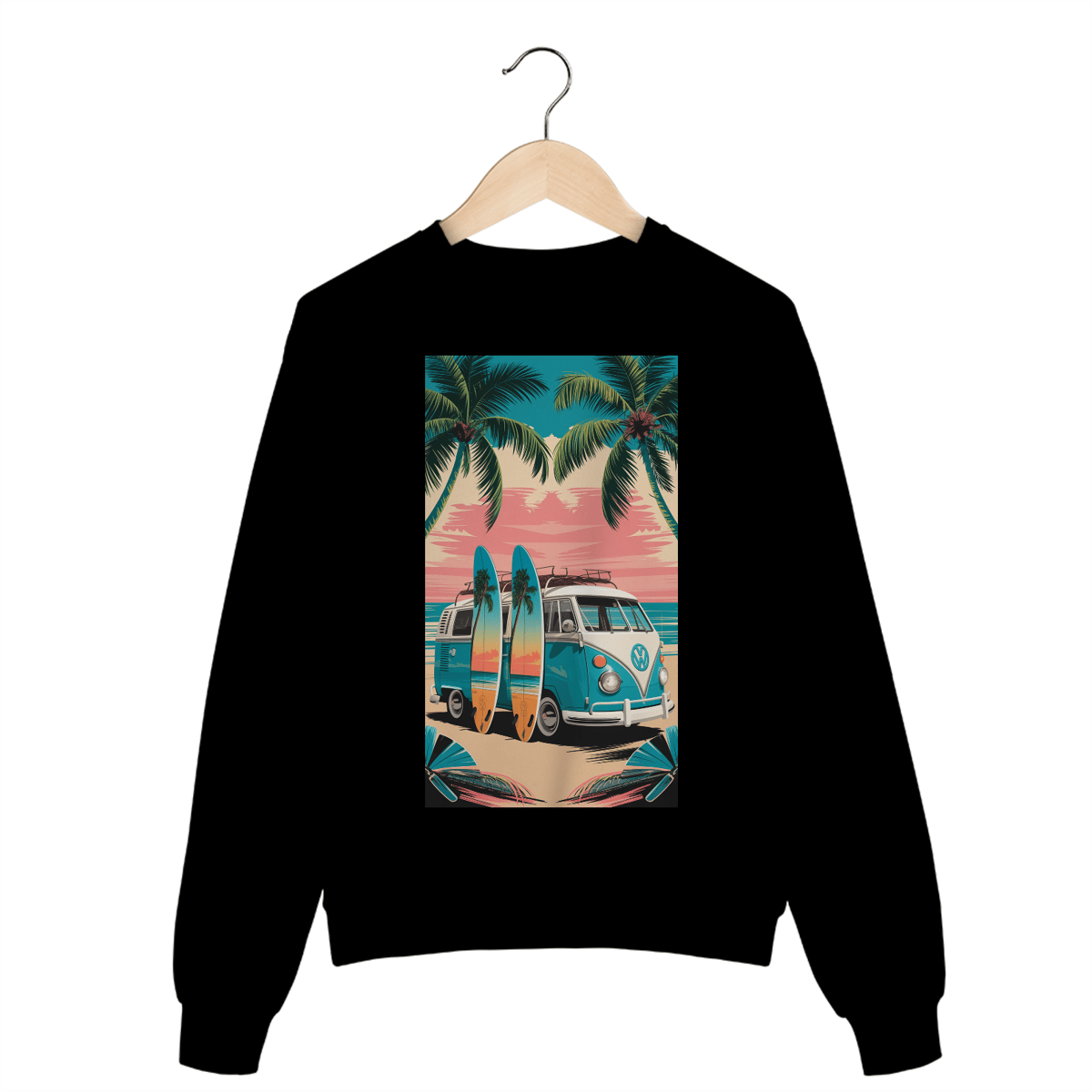Nome do produto: Moletom Fechado Estampa Surf  Van Praia