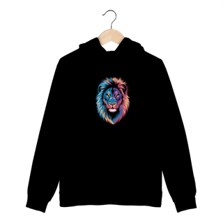 Nome do produto Moletom Canguru com Bolso e Capuz Estampa Leão Colorido