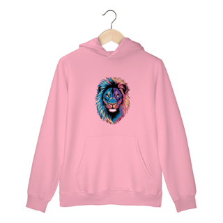 Nome do produto Moletom Canguru com Bolso e Capuz Estampa Leão Colorido