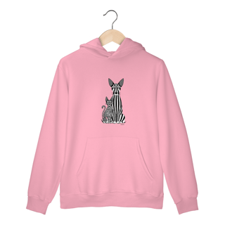 Nome do produto Moletom Canguru com Bolso e Capuz Estampa Gato e Cão  Linas