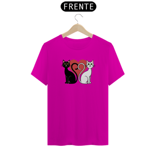 Nome do produto T-Shirt Quality Estampa Silhueta Dois Gatos Preto e Branco