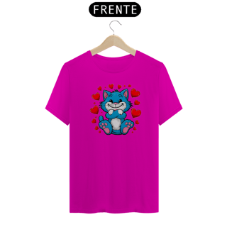 Nome do produto T-Shirt Quality Estampa  adorável  Gato Azul  corações 
