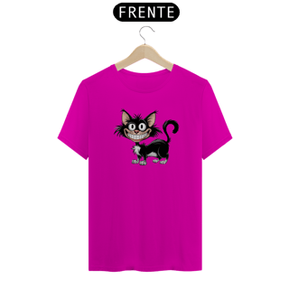 Nome do produto T-Shirt Quality Estampa de um gato Preto Sorridente