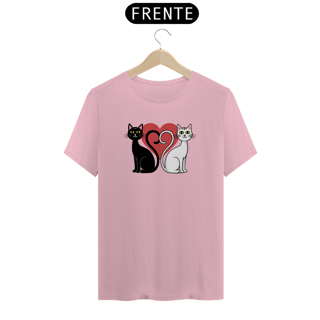 Nome do produto T-shirt Classic com Estampa silhueta Coracao 2 Gatos 