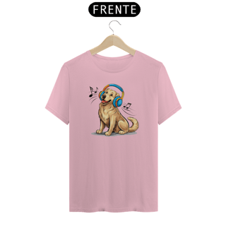 Nome do produto T-Shirt Classic Estampa de um Cao golden retriever Musica