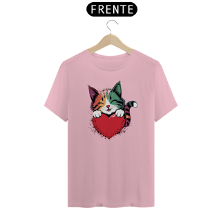 Nome do produto T-Shirt Classic Estampa de um Gato com Coracao
