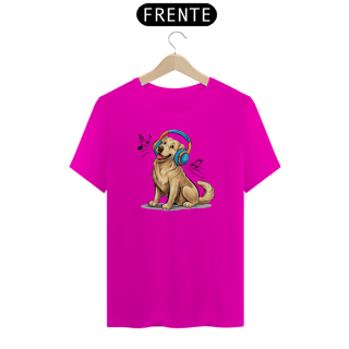 Nome do produto T-Shirt Classic Estampa de um Cao golden retriever Musica