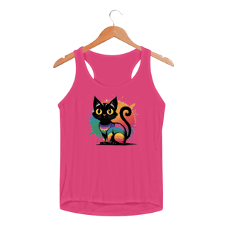 Nome do produto Regata Feminina Sport Dry UV Gato preto Arco-íris 