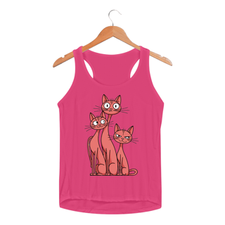 Nome do produto Regata Feminina Sport Dry UV estampa 3 gatos esbeltos laranja