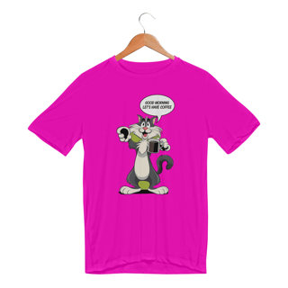 Nome do produto Camiseta Sport Dry UV Estampa Bom-dia Gato Preto Café 