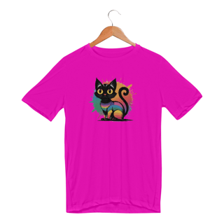 Nome do produto Camiseta Sport Dry UV Gato preto Arco-íris