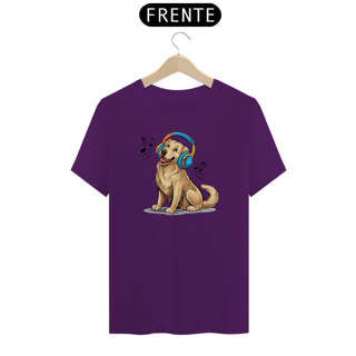 Nome do produto T-Shirt Classic Estampa de um Cao golden retriever Musica