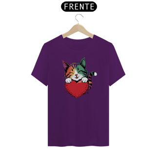 Nome do produto T-Shirt Classic Estampa de um Gato com Coracao