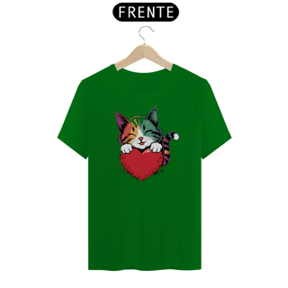 Nome do produto T-Shirt Classic Estampa de um Gato com Coracao