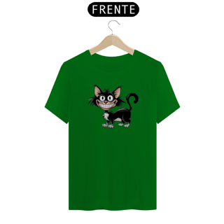 Nome do produto T-Shirt Quality Estampa de um gato Preto Sorridente