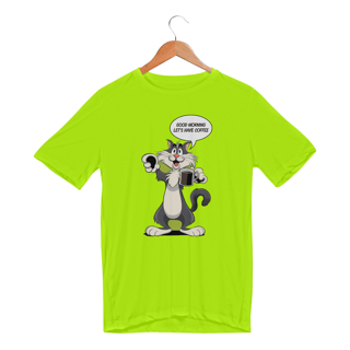 Nome do produto Camiseta Sport Dry UV Estampa Bom-dia Gato Preto Café 
