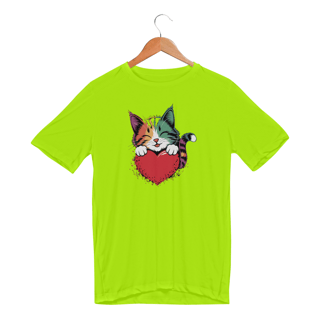 Nome do produto Camiseta Sport Dry UV Estampa de um Gato Coracao Namorados
