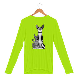 Nome do produto Camisa Manga Longa Sport Dry UV Estampa Gato Cão Linhas