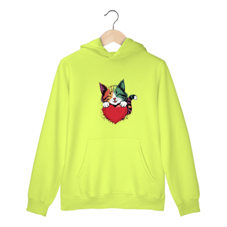 Nome do produto Moletom Canguru com Bolso e Capuz Estampa  Coracao Namorados