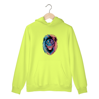 Nome do produto Moletom Canguru com Bolso e Capuz Estampa Leão Colorido